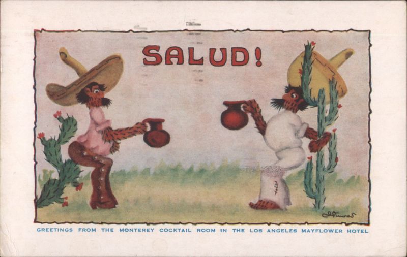 Anthropomorphic Cacti Toasting - Mayflower Hotel Los Angeles California