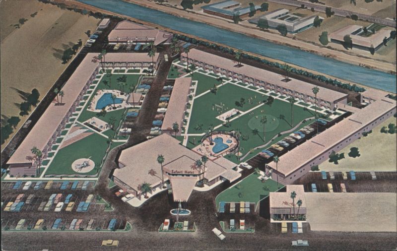 Safari Hotel Aerial View with Pools and Gardens SCOTTSDALE Arizona