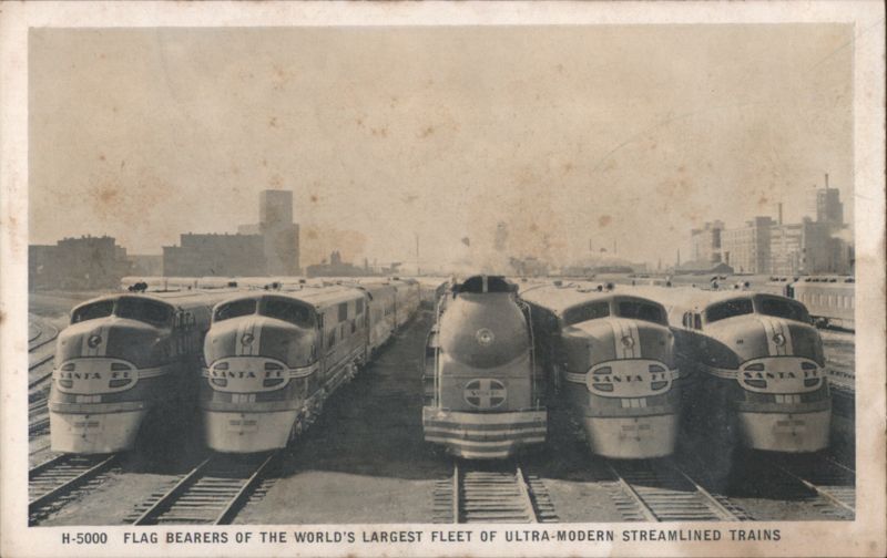 Santa Fe Fleet of Ultra-Modern Streamlined Trains Locomotives