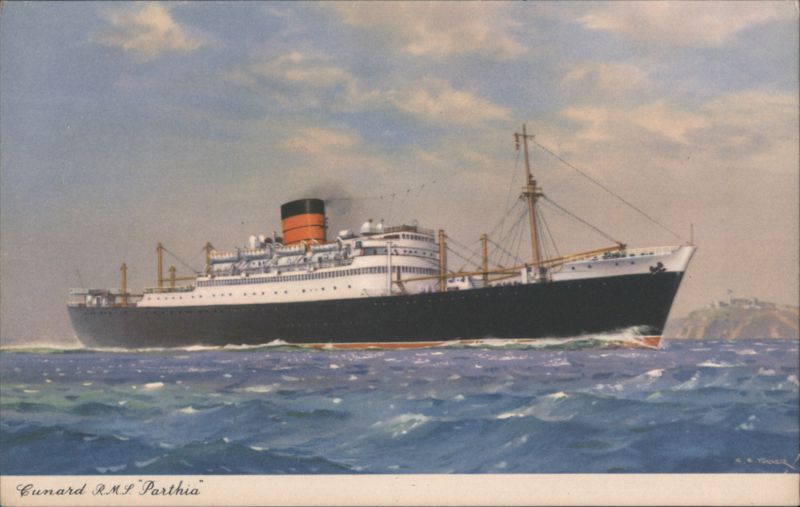 Cunard RMS Parthia Ship at Sea E. R. Tanner Cruise Ships