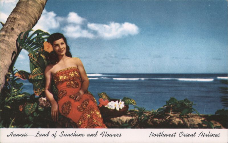 Hawaii: Land of Sunshine and Flowers - Woman by Ocean