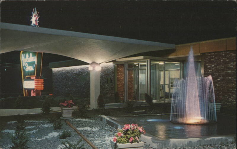 Holiday Inn at Night with Lighted Fountain Reno Nevada
