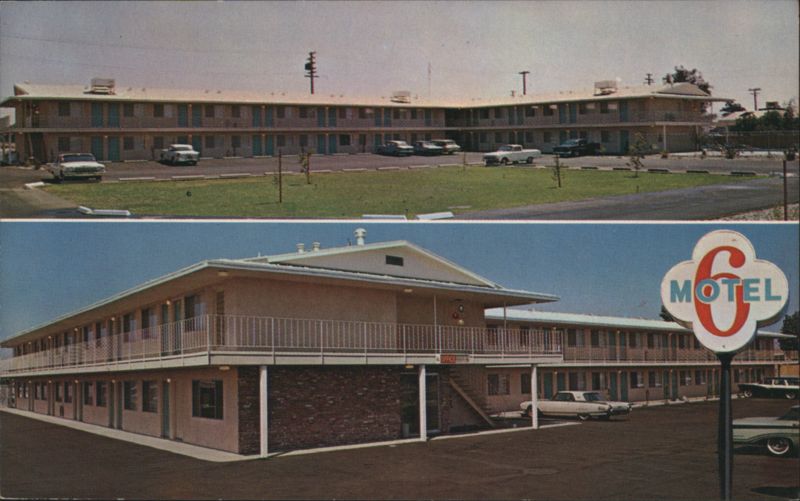 Motel 6 Exterior and Parking Lot, Fresno, CA California