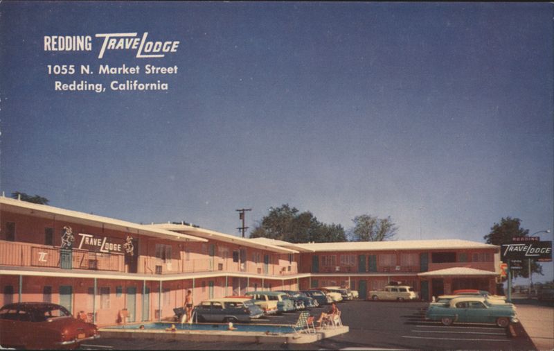 Redding Travelodge Motel with Pool and Cars California