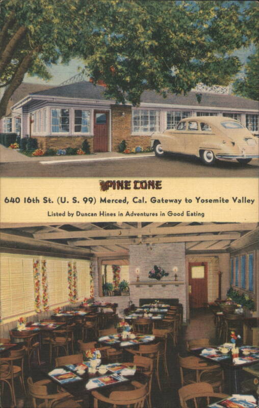 Pine Cone Restaurant - Exterior & Interior View, Merced CA California