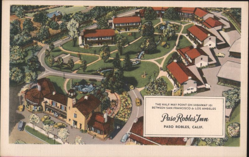 Aerial View of Paso Robles Inn - Highway 101 Half-Way Point California