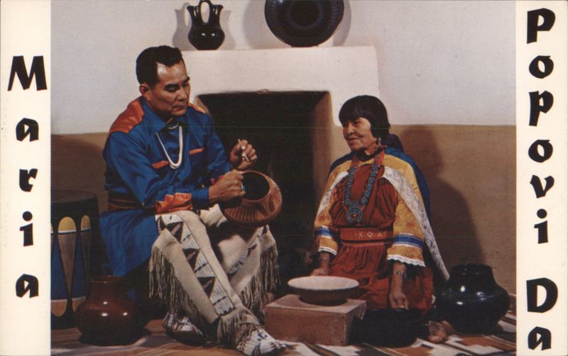 Maria the Potter of San Ildefonso Pueblo with Son Popovi Da