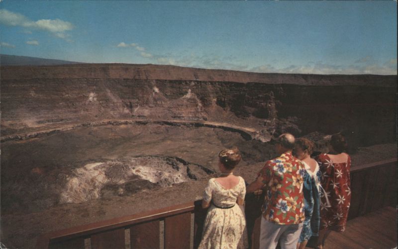 Tourists Viewing Halemaumau Firepit, Kilauea Volcano Hawaii