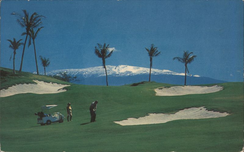Mauna Kea Beach Hotel Golf Course with Snow-Capped Mauna Kea Hawaii