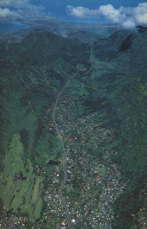 Aerial View of Nuuanu Valley, Oahu, Hawaii Kailua