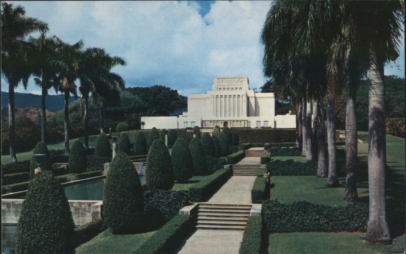 Mormon Temple at Laie, Oahu, with Gardens Hawaii