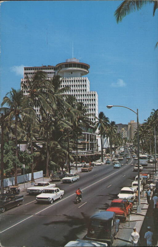 Kalakaua Avenue, Waikiki with Modern Office Buildings Hawaii