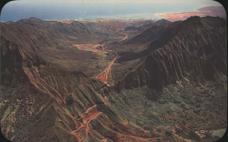 Aerial View of Nuuanu Pali and Nuuanu Valley Honolulu Hawaii