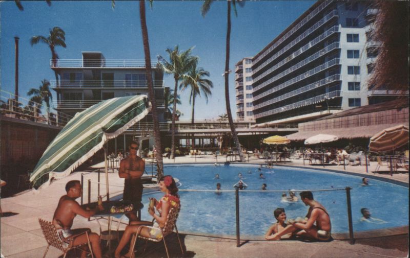Swimming Pool at The Reef Hotel, Waikiki Beach Hawaii