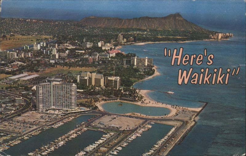 Aerial View of Waikiki and Diamond Head Honolulu Hawaii