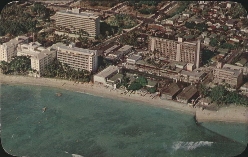 Waikiki Beach and Hotels, Moana, Princess Kaiulani Honolulu Hawaii