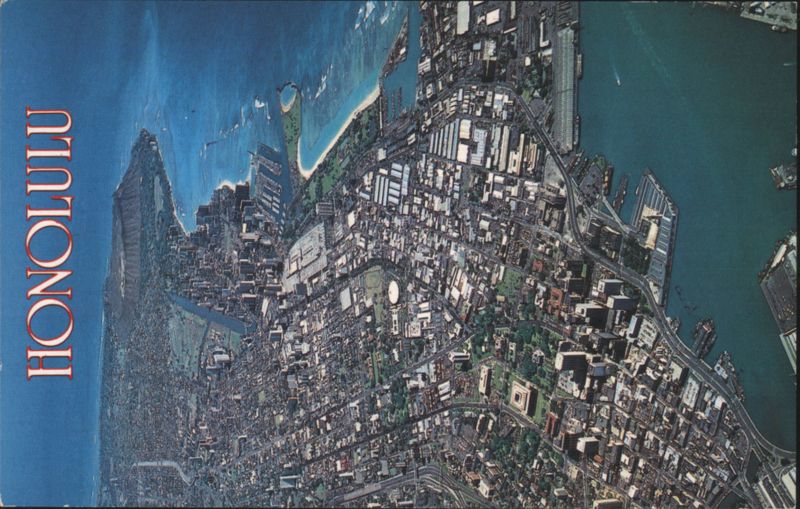 Honolulu Aerial View: Downtown, Waikiki, Diamond Head Hawaii