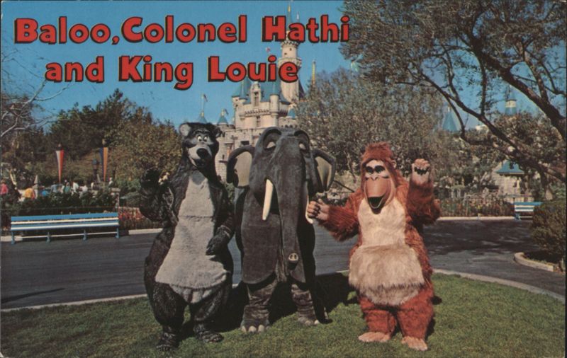 Baloo, Colonel Hathi, and King Louie at Disneyland Anaheim California