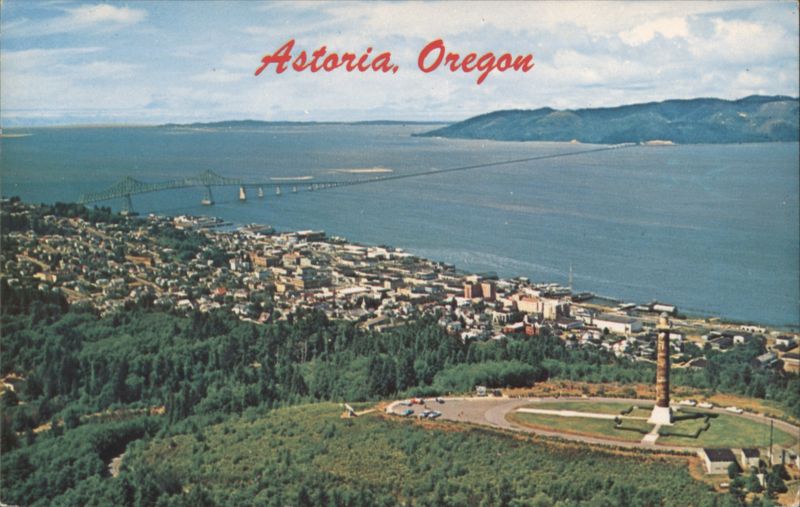 Astoria, Oregon with Astoria Column & Columbia River Bridge