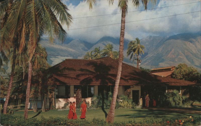 Lahaina Branch Maui County Library with West Maui Mountains Hawaii