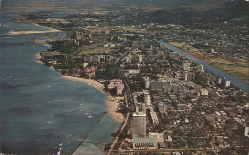 Aerial View of Waikiki and Honolulu Hawaii