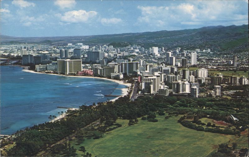 Panoramic View of Waikiki Beach and Honolulu Skyline Hawaii