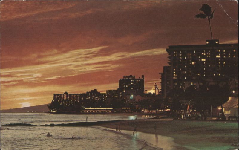 Waikiki Beach Hotels at Sunset Honolulu Hawaii
