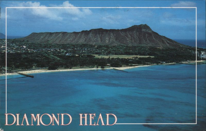 Diamond Head and Waikiki Coastline from Helicopter Honolulu Hawaii