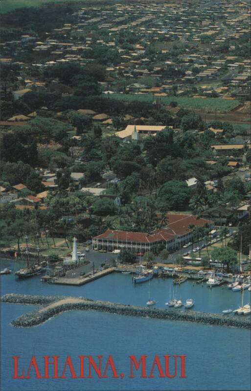 Lahaina, Maui - Aerial View of Historic Whaling Capital Hawaii