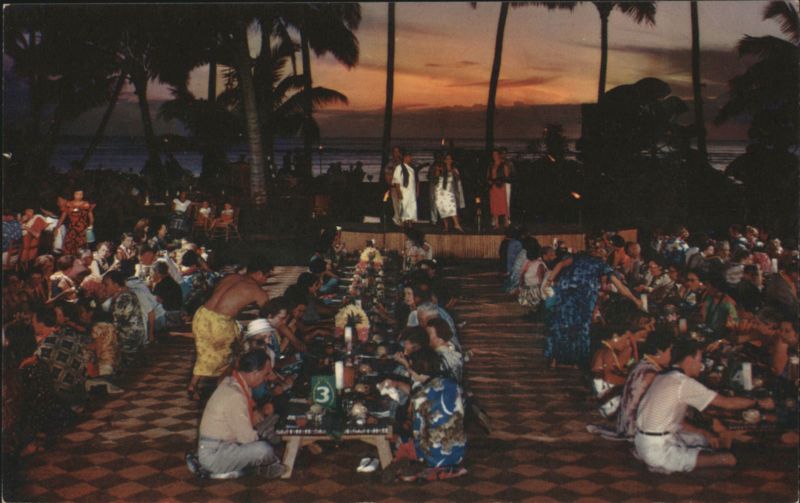 Luau at Queen's Surf, Waikiki with Flaming Torches Hawaii