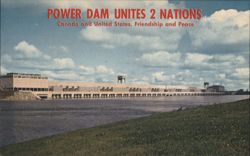 Moses-Saunders Power Dam Uniting US and Canada Postcard