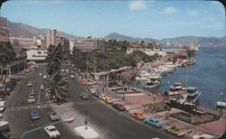 Acapulco Harbor, Malecon, and Miguel Alemán Blvd. Postcard