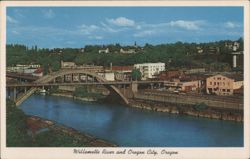 Willamette River and Arch Bridge in Oregon City, Oregon Postcard