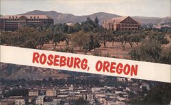Veterans Hospital & Downtown Roseburg, Oregon Postcard