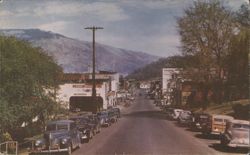 Street Scene with Mountains, Hood River, Oregon Postcard