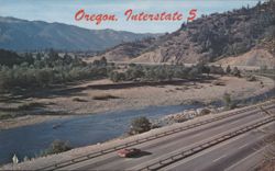 Interstate 5 along the Umpqua River, Oregon Postcard