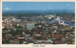 Portland, Oregon Cityscape with Cascade Mountains Postcard