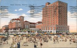 Hotel Chelsea, Atlantic City, Beach Scene Postcard
