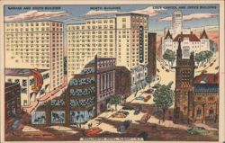 Wellington Hotel with Garage, State Capitol & Office Building Postcard