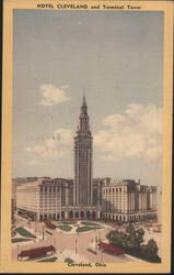 Hotel Cleveland and Terminal Tower Postcard