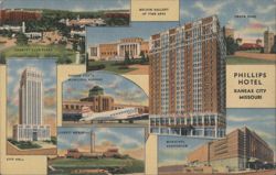 Kansas City Landmarks & Phillips Hotel Montage Postcard