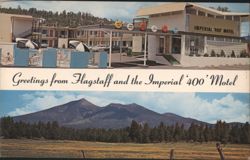 Imperial '400' Motel and San Francisco Peaks, Flagstaff Postcard