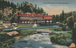 Troutdale-in-the-Pines Hotel and Stream, Colorado Postcard