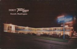 Everett TraveLodge Motel at Night Postcard