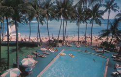 Waikiki Beach Outrigger Hotels and Pool Postcard