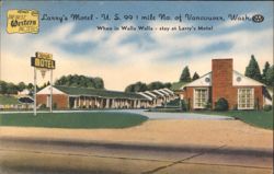 Larry's Motel on US 99 North of Vancouver, Washington Postcard
