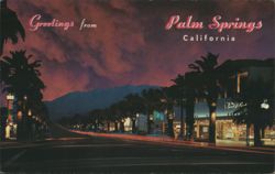Picturesque Palm Canyon Drive at Night Postcard