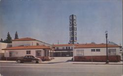 Motel Silva with Classic Car & Tall Sign, Berkeley CA Postcard