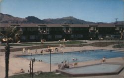 Edgewater Inn Motel Pool & Buildings, Corte Madera Postcard