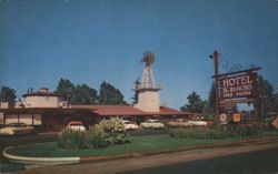 Hotel El Rancho with Windmill and Cars, Fresno, California Postcard